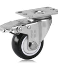 Rock Solid 3 Inch SUS304 Stainless Steel Caster Wheels With Precision Locking Brake Rust Proof Polyurethane Tread close-up view of heavy duty wheel and mounting plate.