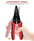 8 Inch Professional Wire Stripper and Crimping Tool for 10 to 22 AWG Solid Copper and Aluminum Cable in ergonomic hand grip