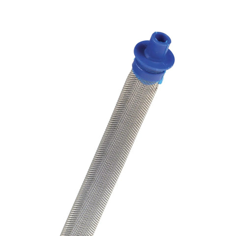 60 Mesh Airless Spray Gun Filter For SG2 SG3, Compatible With 288749, metal mesh with blue cap, angled view.