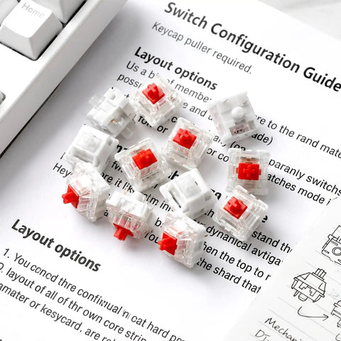 30 Pcs Red Mechanical Keyboard Switches With Clip, 3 Pin, Clicky Tactile Feel, Dustproof And Durable for LED Keyboards