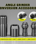 M10 Thread Adapter Set That Turns Your Angle Grinder Into A Sweet Straight Shooter With Heavy Duty Steel Build And A Solid Grip You Can Bank On For All Day Shop Use. Image shows various angle grinder conversion accessories.