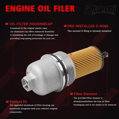 Aluminum Engine Oil Filter Housing Cap With Oil Filter Assembly Replacement for Jeep Chrysler Dodge Ram 3 6L V6 Vehicles
