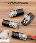 No Tools Quick Connect Wire Connectors 2 Pin Double Wire Plug In With Locking Buckle Flame Retardant Lock Strip Connector 18-22 AWG shown