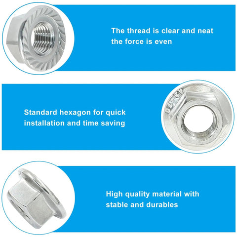 Premium M12 Hex Nuts With Serrated Flange Providing Rock Solid Grip And Zero Slip Action Ideal For Daily Drivers And Heavy Build Projects, showcasing clear threads and standard hex shape.