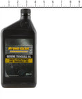 Commercial Transaxle Transmission Oil Quart Case Of 12 Quarts For Heavy Duty Drive System Cleanliness And And Pro Grade Protection Against Wear And Corrosion In Tough Operating Conditions. Black Hydro-Gear transaxle oil bottle on measurement grid