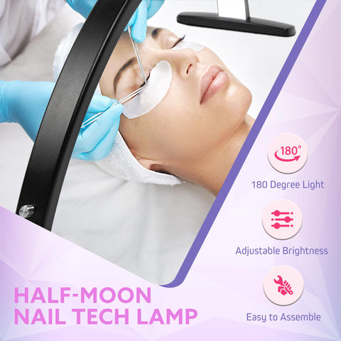 Half Moon LED Nail Lamp With 1600 Lumen Desk Light For Nails Tattoo And Lash Techs shadowless light on face