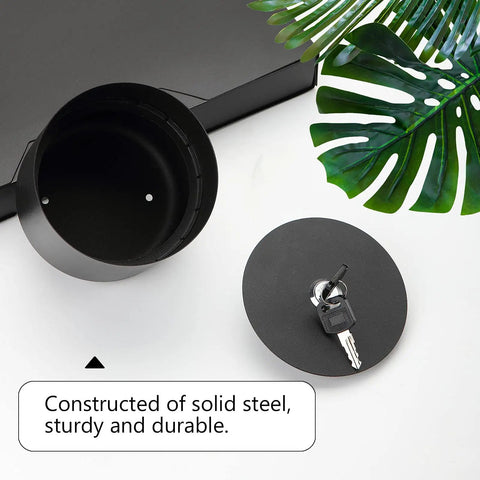 Open view of Two Layer Flower Pot Safe With Hidden Compartment Lock Box Realistic Looking Diversion Safe For Keys Money Jewelry Stash Hidden Safe Plant Pot Perfect For Concealing Valuables In Plain Sight Plants Not Included, showing metal lock box and keys.