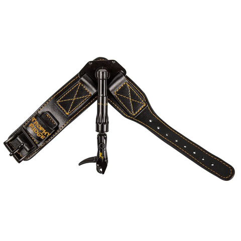 360 Degree Archery Release With Rotating Head Torque Free Precision Swiveling Arm Adjustable Length Leather Buckle Strap
