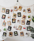 Heavy Duty Silver Thumb Tacks And Push Pins 50 Pack used to hang photos on decorative wall netting.