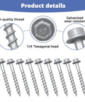 Heavy Duty Joist Hanger Screws For Framing No. 9 By 1-1/2 Inch Construction Screws 1/4 Inch Hex Head Galvanized Finish Replaces 9112R500