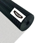 16 By 10 Feet Black Hardware Cloth Roll Featuring One Inch Grids And 16 Gauge PVC Coated Galvanized Steel, showing unrolled section.