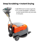 Beast 17 Inch Walk Behind Floor Scrubber Machine With 19,000 Sq Ft Per Hour Cleaning Power, Fast 2.5 Hour Charge, Up To 2.5 Hour Run Time, 7.9 To 9.2 Gallon Tanks, Commercial Hard Floor Cleaner For Busy Floors side view.