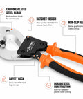 Heavy Duty Ratchet Cable Cutter For Copper And Aluminum 600 MCM Electrical Wire Tool with smooth cutting action and non-slip handles