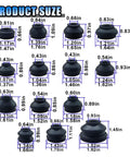 14 Piece Tie Rod End Boots Set For Automotive Steering, Heavy Duty Rubber Dust Covers For Ball Joints, Flexible Fit, High Temp And Wear Resistant Seals, Easy Install, Keeps Your Ride Smooth And Protected., 14 rubber boots with size chart