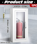 White Steel Fire Extinguisher Cabinet For Indoor And Outdoor Use Wall Or Surface Mount 27.38 In High, 13.88 In Wide, 6.50 In Deep