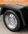 Beefy 14 Gauge Steel Trailer Fenders 2 Pack For Single Axle Trailers Fits 14 To 16 Inch Tires 32 X 13 X 9 In Black Fender Guards