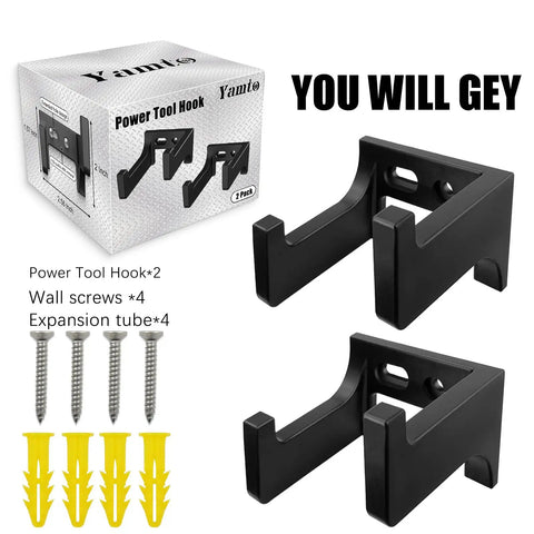 Heavy Duty Power Tool Organizer Gear Set With Pegboard Wall Rack For Cordless Drills Saws And Grinders visible with hooks and screws