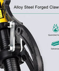 Close-up of Heavy Duty 10 Ton Hydraulic Gear Puller Kit With Zinc Coated Arms, featuring alloy steel forged claws for durability.