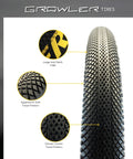 Close-up of 26 Inch Bike Tire Replacement Kit With Or Without Inner Tubes Includes Tools Fits 26 By 1.75 And 26 By 2.125 Rims Yellow Logo