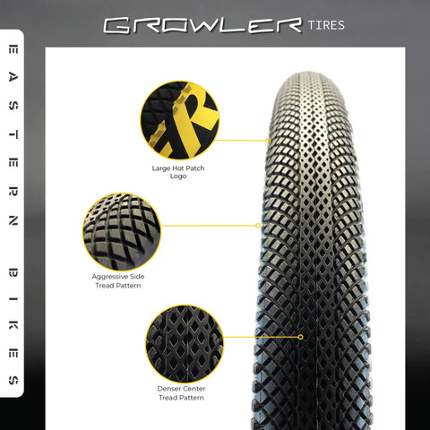 Close-up of 26 Inch Bike Tire Replacement Kit With Or Without Inner Tubes Includes Tools Fits 26 By 1.75 And 26 By 2.125 Rims Yellow Logo