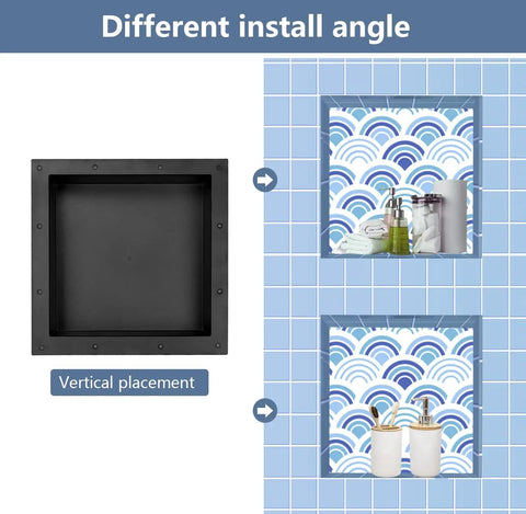 Tile Shower Niche Shelf 17x17 Inches With Texture Inside 14x14 Inches Single Shelf Wall Niche Insert For Bathroom Storage