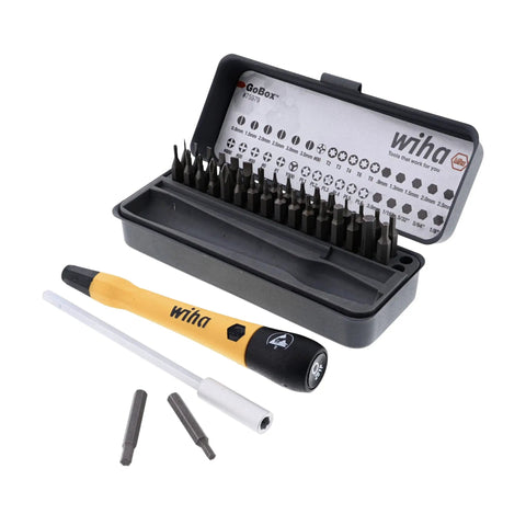 GoBox Electronics ESD Precision Micro Bit Set 36 Piece Kit in open case with PicoFinish handle and various bits