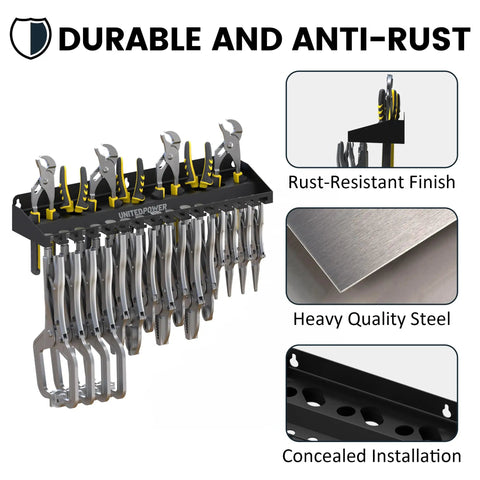 Vise Grip Holder Wall Mount Rack For Pliers And Vises, heavy duty steel organizer with rust-resistant finish