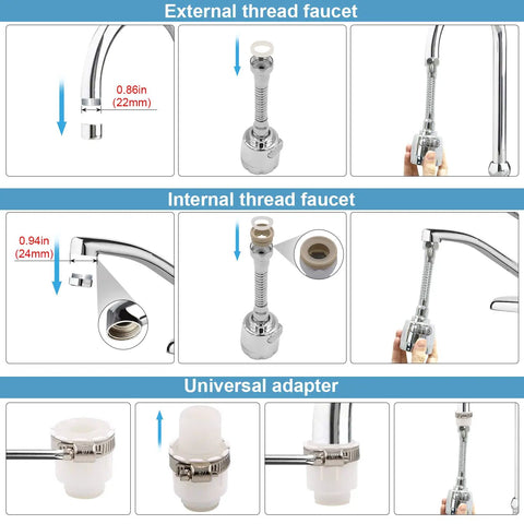 Faucet Extender Kitchen Sprayer Attachment 360 Degree Rotatable No Splash Water Saving Tap With Universal Adapter Set