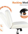 Side view of Criss Cross Furry Armless Office Chair With Wide Seat, showcasing rocking mode and adjustment knob.