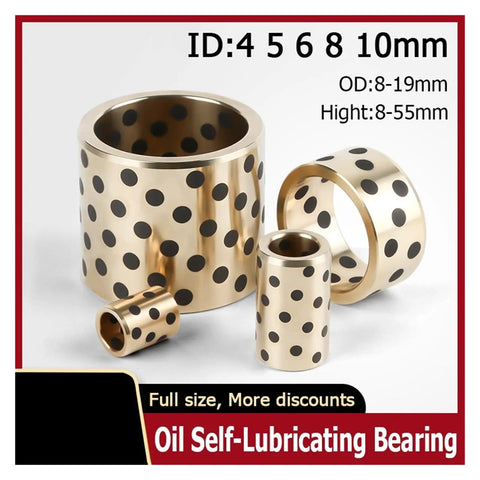 Top Shelf Brass Bushings Featuring Oil Infused Graphite Self Lubricating Design Copper Sleeves for Heavy Duty Machinery and Automotive Repair ID 4-10mm.