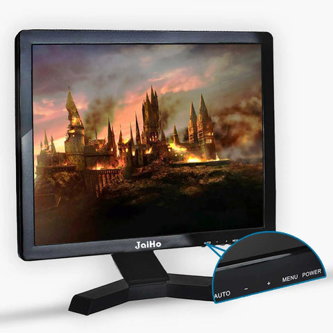 Big 19 Inch CCTV Security Monitor With No Image Stretch For NVR 1280 by 1024, metal housing, showing fantasy castle scene.