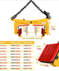 Heavy Duty Granite Slab Lifting Clamp With Killer Grip Wide Jaw Stone Carrier, adjust opening 66 to 125 cm, sturdy design for lifting.