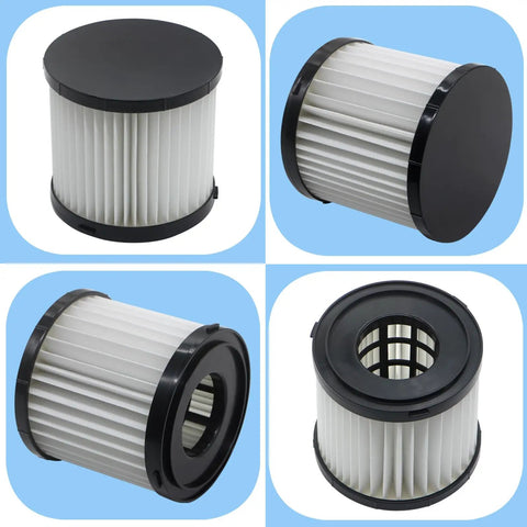 Two Pack HEPA Vacuum Filter For 18V Wet And Dry Vacuums Compatible With PCL733 PCL734 P3240 And 20V 2 Gallon Models Also Fits A32VC05 A32RF08 Traps Most Fine Dust And Pet Dander For Cleaner Air And Quick No Fuss Cleanup shown from different angles.