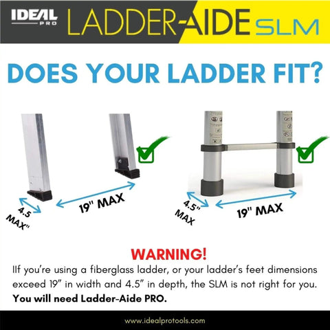 Ladder Leveler For Single And Extension Ladders, Stair Stabilizer With Anti Skid Surface size compatibility chart.