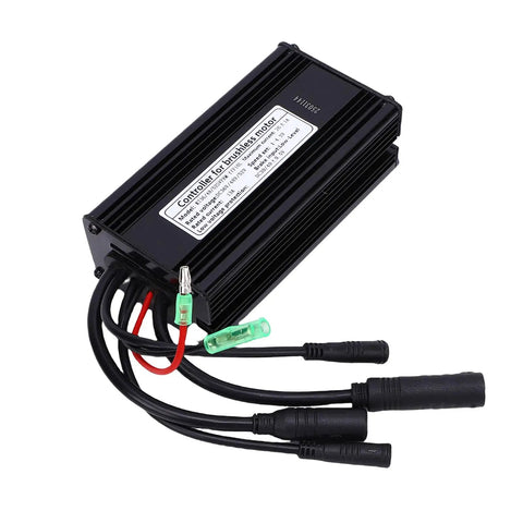 Smooth Sine Wave Ebike Motor Controller 36V 48V 52V 500W 750W with weatherproof connectors, durable black casing, and cables