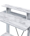 Close-up of the top surface of the Rock Solid Adjustable Height Standing Computer Desk With Integrated Usb Charging Ports Sleek Metal Ladder Base.