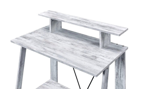 Close-up of the top surface of the Rock Solid Adjustable Height Standing Computer Desk With Integrated Usb Charging Ports Sleek Metal Ladder Base.