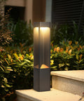 Hella Bright Black Pathway Lights Outdoor Landscape Bollard Lamps With Waterproof Led Warm Glow For Yard Glow Up Hardwired Aluminum Lawn Posts Perfect For Front Porch And Patio Entrance  illuminated garden pathway bollard lamp in sleek black finish.