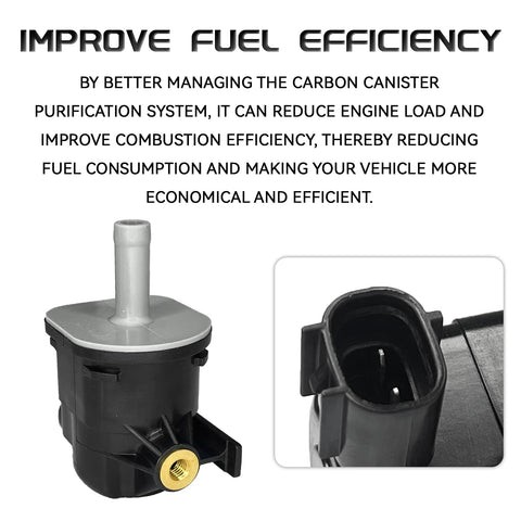 Beef Up Your Toyota Evap System With This Vacuum Purge Valve Solenoid Replacement 90910-12276 shown with fuel efficiency text