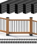 25 Pack 26 Inch Black Metal Deck Balusters Rectangular Stair Spindles For Deck Railing System Side Mount Railing Kit