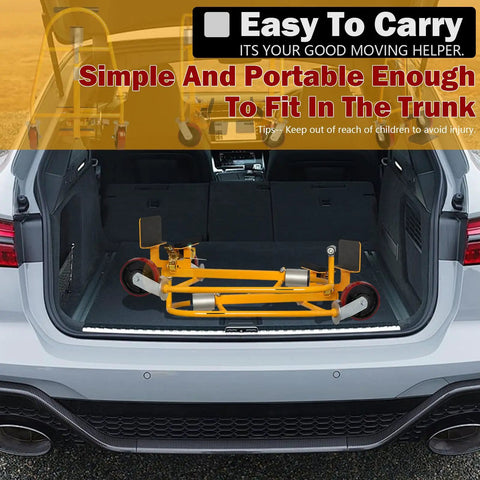 Two-Piece Manual Furniture Handling Equipment Set, Aluminum Heavy Duty Cart With 1320 Lb Load Capacity in car trunk.
