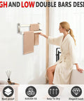 Double Towel Bar Set For Bathroom Wall Mount Black Towel Rack Made From SUS304 Stainless Steel in use with hanging towels