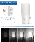 Dimmable Plug In Night Light With Dusk To Dawn Sensor, 5000K Daylight, Stepless 0 To 80 Lumens Brightness adjustment display