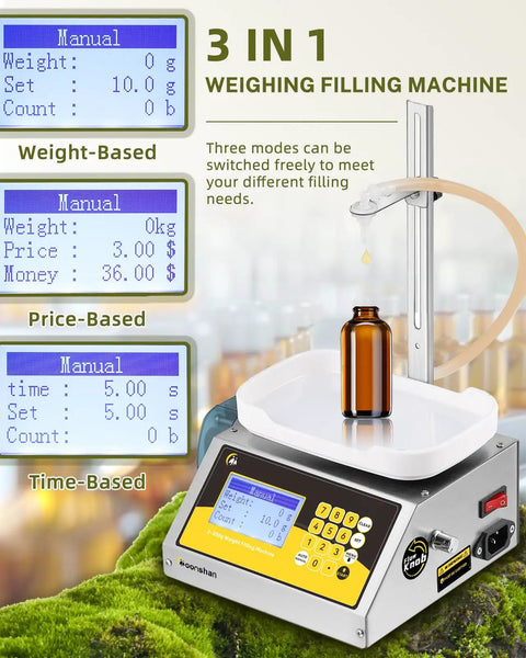 Liquid Filling Machine 1-10g Bottle Filler With 90ml/min Peristaltic Pump Digital Control for Juice and Essential Oils, 3-in-1 display