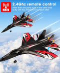 SU27 RC Plane Ready To Fly Two Batteries Included With 6 Axis Gyro Stabilizer And Two Channel RTF Control, shown flying in the sky