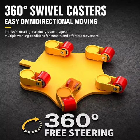 Heavy Duty Machine Skate Rolling Mover With 3 Ton Capacity, Rugged Carbon Steel Plate And Alloy Casters For Smooth Facility Moves with 360° swivel casters.