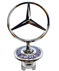 Mercedes Benz Hood Emblem Badge Chrome and Blue Laurel Wreath for Vehicle Replacement, Genuine Star Emblem 140-880-02-86