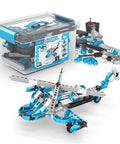 40 Motorized Models Building Kit For Kids 8 And Up A Dope DIY STEM Toy Set with helicopter model and plastic tub