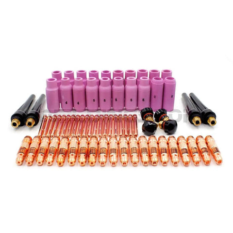 68 Piece TIG Welder Consumables Kit For WP 17 18 26 With Collets One Sixteenth And Three Thirty Second Inch Back Caps View