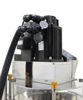 Automatic Desktop Powder Filling Machine Slick Screw Doser With Conveyor For Coffee Sugar Granules Hella Precise Dosage 10 To 200 Grams close-up of motor and hopper.